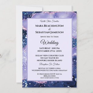 *~* RSVP Website Lavender AGATE Stars AR13 Wedding Invitation