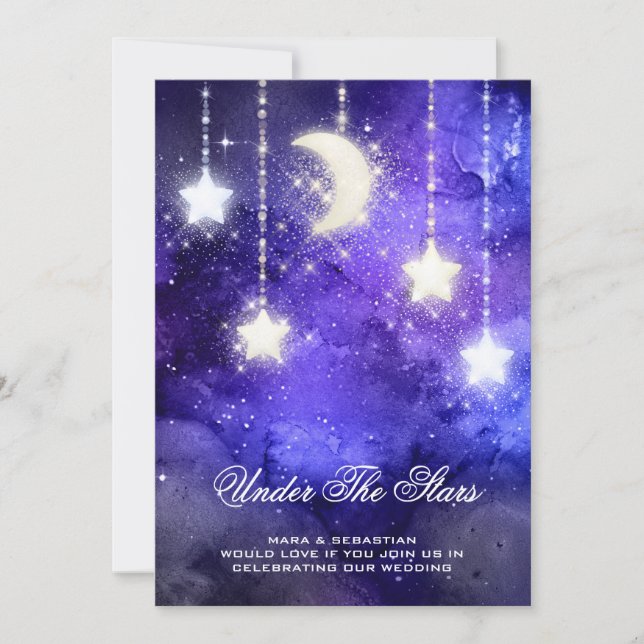 *~* RSVP Website MOON STARS Cosmic AR14 Wedding Invitation (Front)