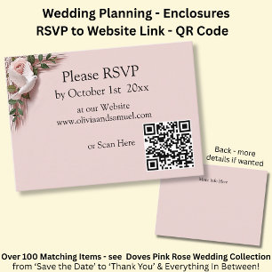 RSVP Website - Pink Roses & Doves Wedding Enclosure Card