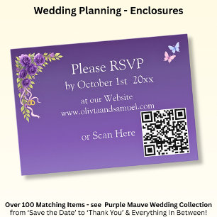 RSVP Website - Purple Mauve Flowers & White Enclosure Card