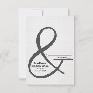 RSVP wedding ampersand sign on soft silver