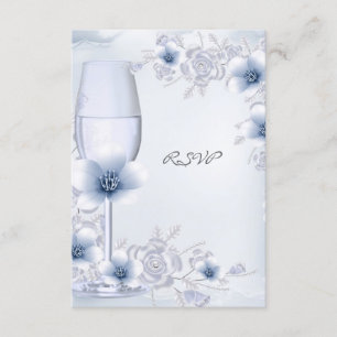 RSVP Wedding Blossoms Rose Floral Blue Silver