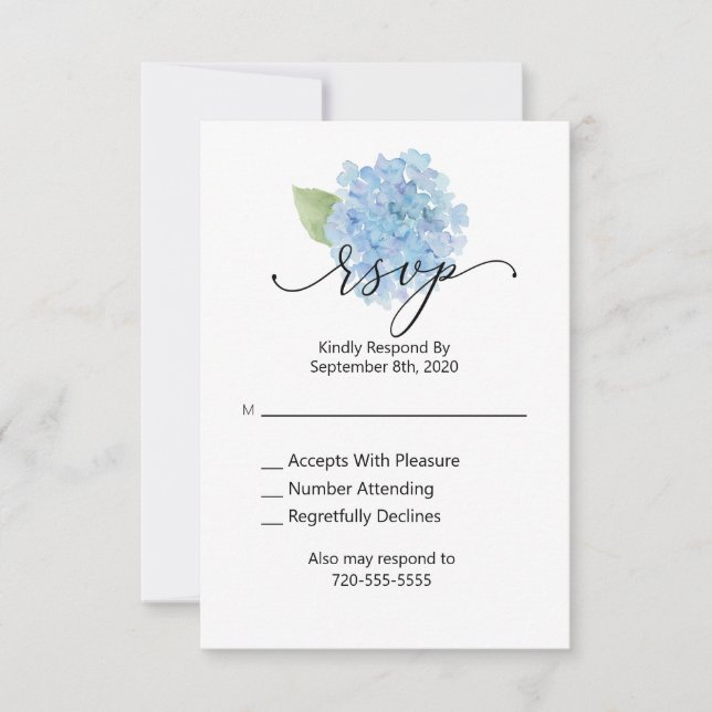 RSVP Wedding Blue Hydrangea (Front)