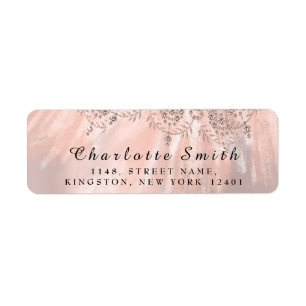 RSVP Wedding Bridal Rose Gold Sweet16th 15th Return Address Label
