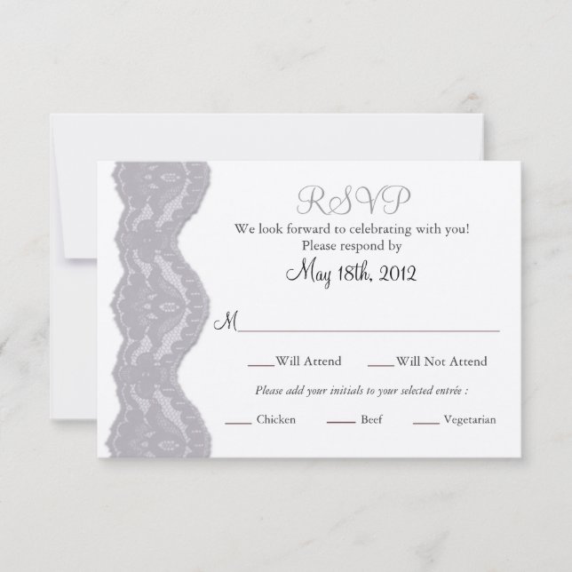RSVP Wedding Card, Lace Card (Front)