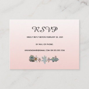 RSVP wedding card succulent floral blush rose gold