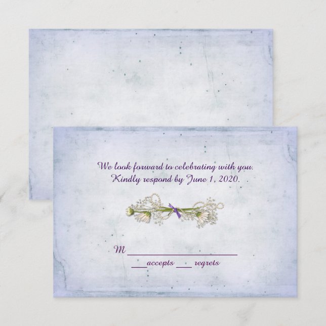 RSVP wedding- daisy bouquet with pearls Invitation (Front/Back)