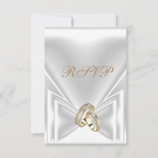 RSVP Wedding Elegant White Gold Rings Card (Front)