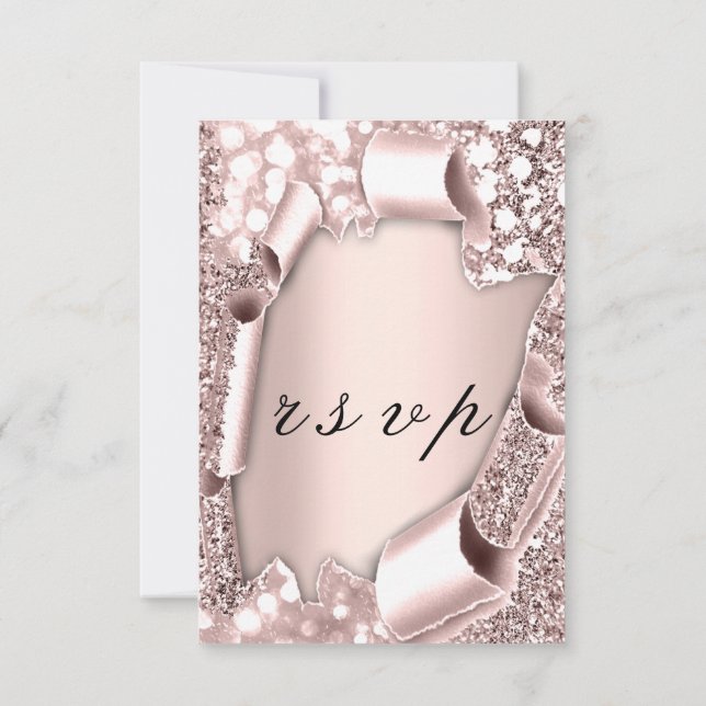 RSVP Wedding Glitter Frame 3D Rose Blush  (Back)
