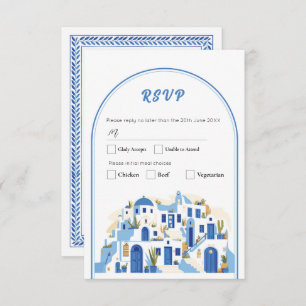 RSVP Wedding Greek Santorini Greece Blue Invitation