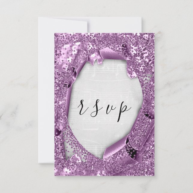 RSVP Wedding Grey Paper 3D Purple Music  (Back)