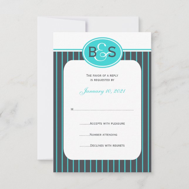 RSVP Wedding Invitation -- Blue Monogram (Front)