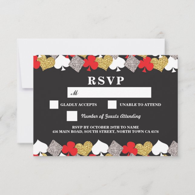 RSVP Wedding Las Vegas Casino Respond Cards (Front)