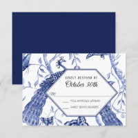 RSVP Wedding Navy Chinoiserie Peacock Butterflies