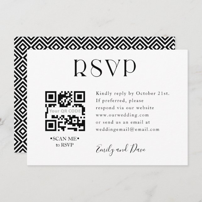 RSVP Wedding QR CODE Enclosure Card (Front/Back)