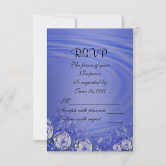 RSVP wedding response card diamonds and satin blue
