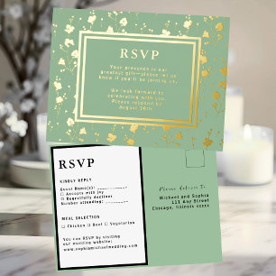 RSVP Wedding Response Card Flowers Sage Green 