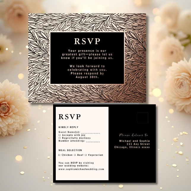 RSVP Wedding Response Card Modern Rose Gold Luxe (Creator Uploaded)