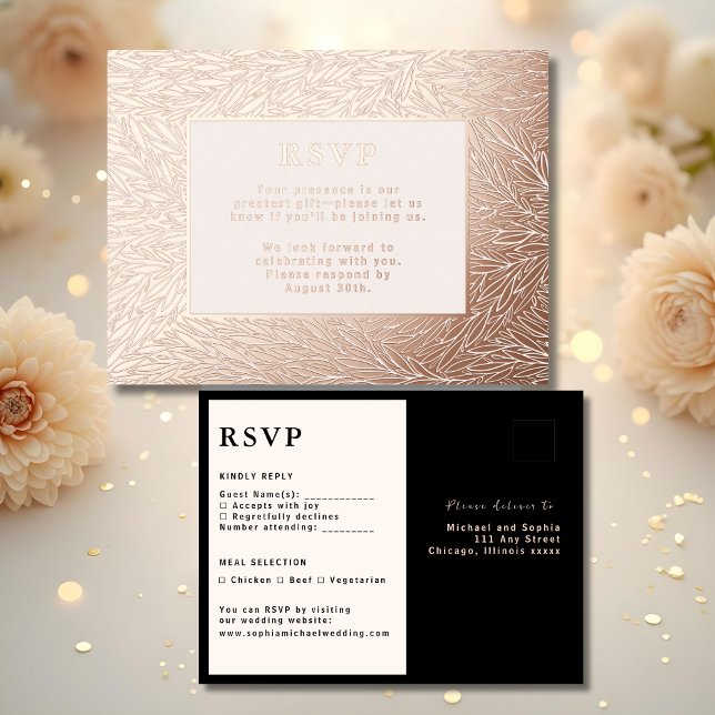 RSVP Wedding Response Card Modern Rose Gold Luxe (Creator Uploaded)