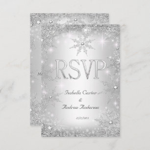 RSVP Wedding Silver Winter Wonderland Snowflakes