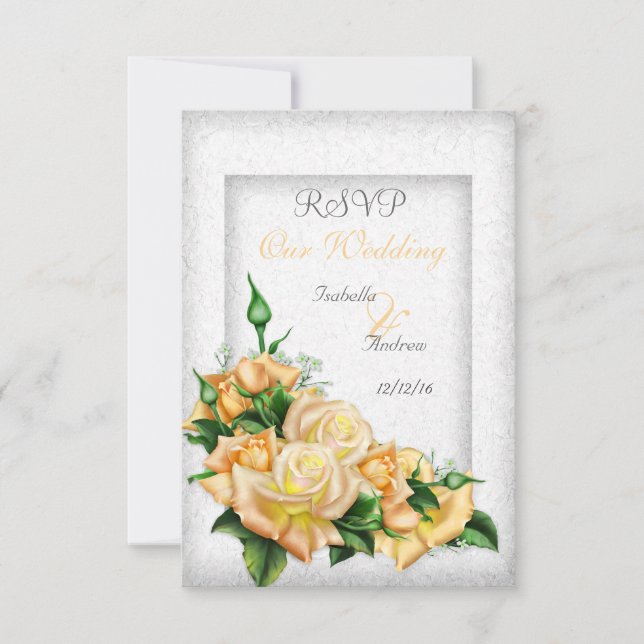 RSVP Wedding Stunning Yellow Rose Bouquet Invitation (Front)
