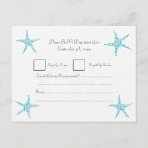 RSVP Wedding Turquoise Aqua Starfish Beach