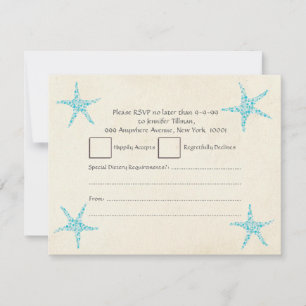 RSVP Wedding Turquoise Aqua Starfish Card