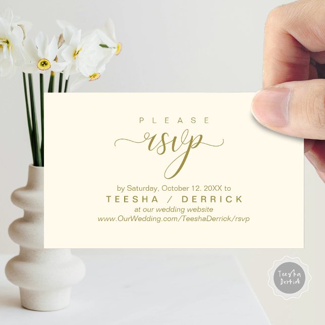 RSVP Wedding Website Reminder, Modern Classy  Enclosure Card (RSVP Wedding Website Reminder, Modern Classy Enclosure Card, in Retro Yellow Gold)