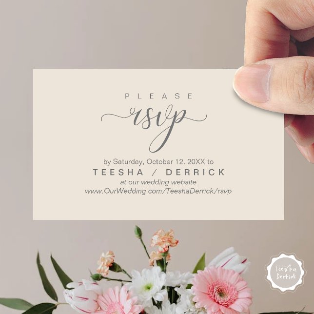 RSVP Wedding Website Reminder, Modern Classy  Enclosure Card (RSVP Wedding Website Reminder, Modern Classy Enclosure Card, in Cream dark grey)