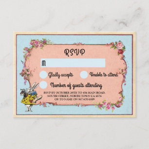 RSVP Wedding Wonderland Rabbit Flowers Invite