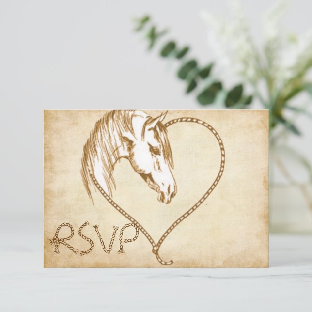 RSVP Western Country Horses Wedding Card (Standing Front)