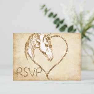 RSVP Western Country Horses Wedding Card