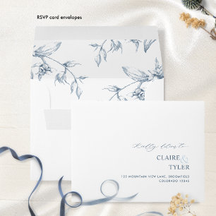 RSVP White and Blue Chic Modern and Formal Floral Envelope
