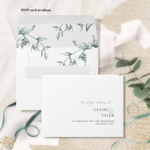 RSVP White and Green Elegant Formal, Modern Envelope