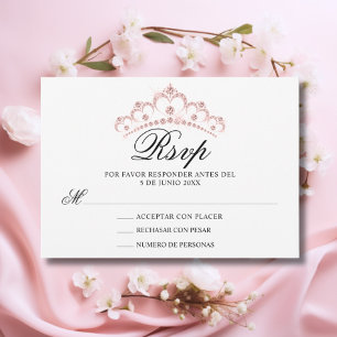RSVP White Pink Spanish Quinceañera Quince