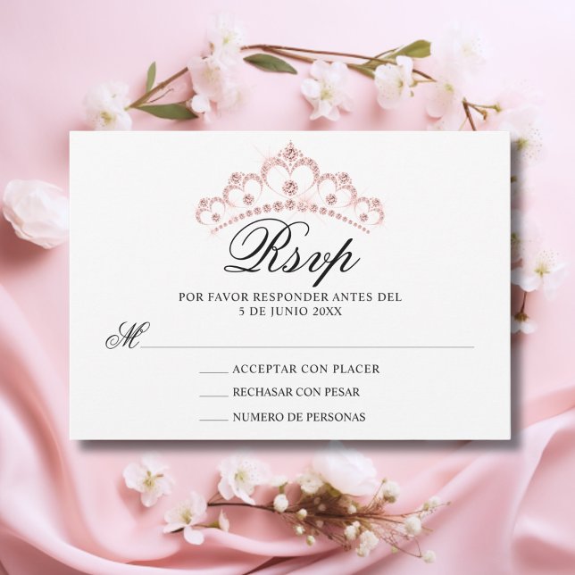 RSVP White Pink Spanish Quinceañera Quince (RSVP White Pink Spanish Quinceañera Quince)