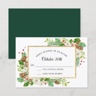 RSVP Winter Christmas Floral Watercolor Invitation