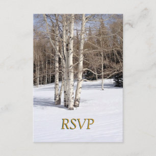 RSVP Winter Wedding Aspen Trees in Snow Invitation