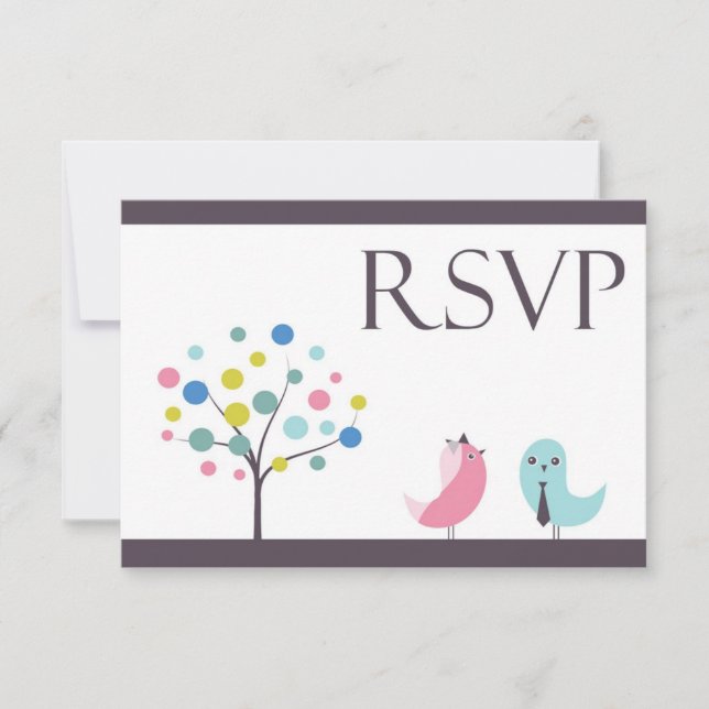 RSVP with Food Wedding Birds Card (Front)