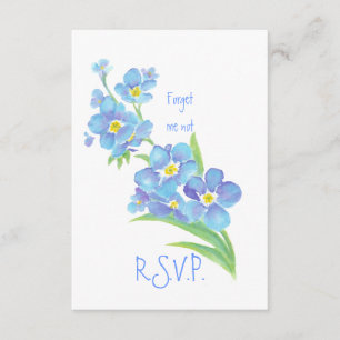 RSVP with Forget me not, Watercolor Flower Card