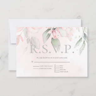 RSVP with Menu Choice Blush Pink Cottage Roses