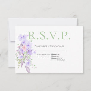 RSVP with Menu Choice Violet Pink Floral