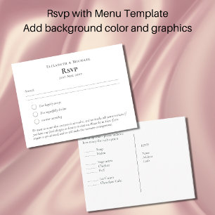 RSVP with Menu Template Add own graphics colours Postcard