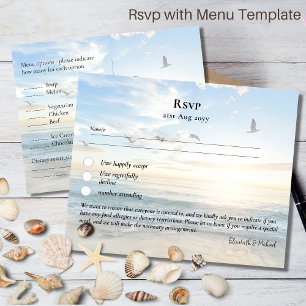 RSVP with Menu Template Beach Destination Coastal  Postcard