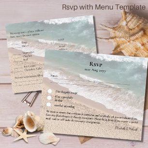 RSVP with Menu Template Beach Destination Coastal  Postcard