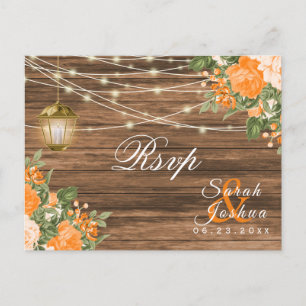 RSVP - Wood, Lanterns and Orange Flower Postcard