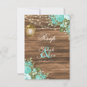 RSVP -  Wood, Lanterns and Teal Flower
