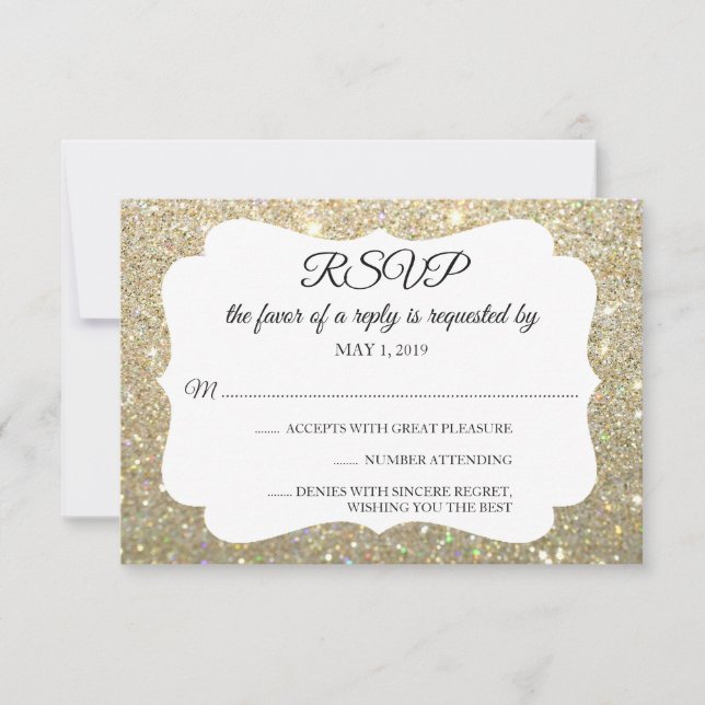 RSVP Your Day Glitter Fab Gold Card (Front)