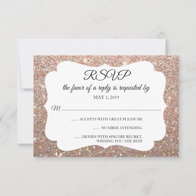 RSVP Your Day Glitter Fab Rose Gold Card (Front)
