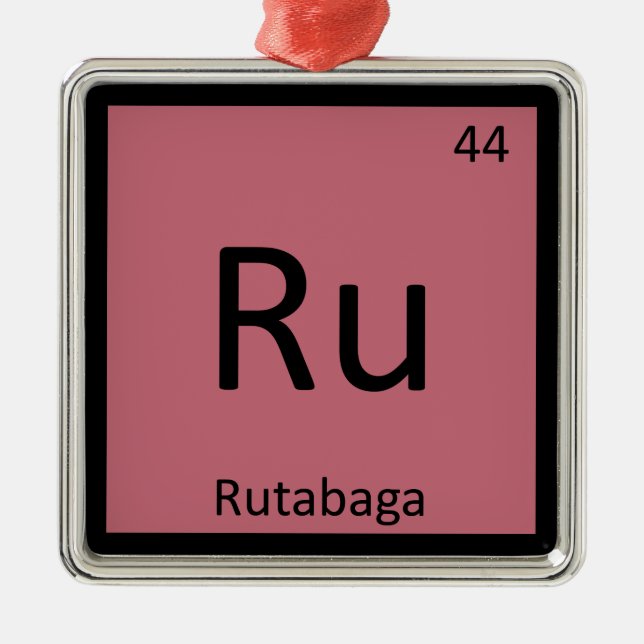 Ru - Rutabaga Vegetable Chemistry Periodic Table Metal Tree Decoration (Front)